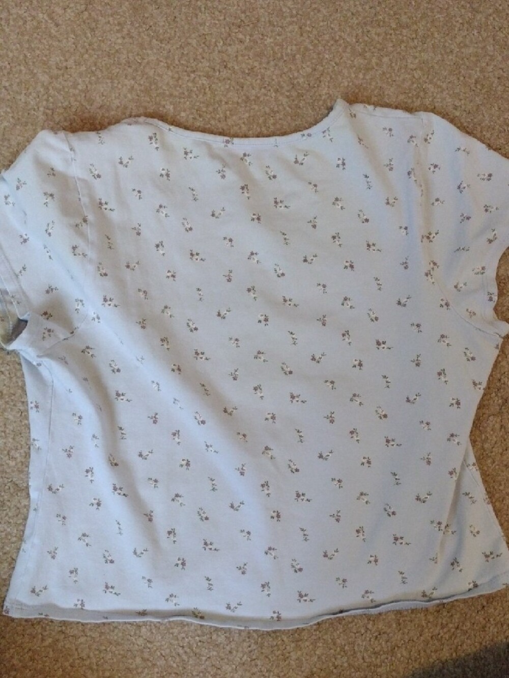 Light Blue Floral Button-Front Top - Picture 3 of 6